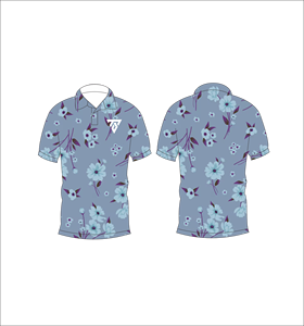 Camisa polo con estampado floral azul para hombre, camisa informal de manga corta a la moda de verano - Product Image 3