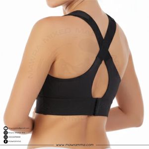 Soutien-gorge de sport Mawra noir à fermeture éclair avant, maintien élevé, sans coutures, col carré, pour l'entraînement et le yoga, vêtements de sport pour femmes - Product Image 3