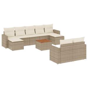 Conjunto de Sofás Modulares de Jardín en Poliratán Beige con Patas Ajustables, Muebles de Exterior Cómodos y Personalizables - Product Image 2