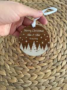 Whimsy Art Craft Personalized Modern Handmade Wooden Christmas Ornament Engraved Hanging Holiday Favor - Product Image 5