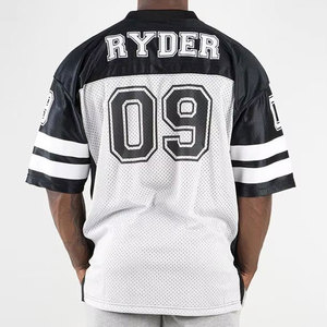 เสื้อฟุตบอลอเมริกัน Ryder 09 สำหรับผู้ชาย สีดำขาว คอกลม ทรงปกติ แขนสั้น ผ้าตาข่าย ระบายอากาศได้ดี โพลีเอสเตอร์ 100% สกรีนลาย - Product Image 1