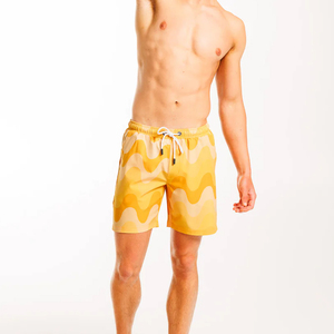 Short de bain pour homme à imprimé camouflage jaune, séchage rapide, décontracté, avec cordon de serrage et poches - Product Image 4