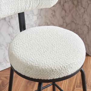 Set Moderno di 2 Sgabelli da Bar Rivestiti in Bouclé con Gambe in Metallo e Poggiapiedi Girevoli a 360 Gradi - Product Image 4