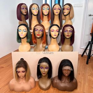 <b>Cheap</b> Bone Straight Short Bob <b>Wig</b> Super Double Drawn Remy Human Hair HD for <b>Wigs</b> Small Raw Vietnamese Hair Black Women - Product Image 5