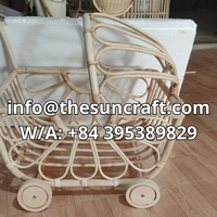 Poussette pour poupée en rotin tressé de qualité supérieure, respirante, en osier, esthétique, pour chambre d'enfant, vente en gros