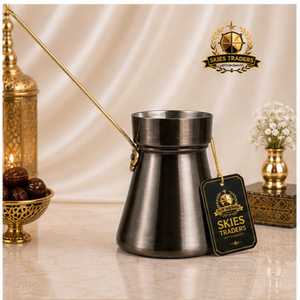 Antique Black Finish Traditional <b>Turkish</b> Coffee <b>Pot</b> Long Handle Metal Cezve For Authentic Stovetop Brewing - Product Image 1