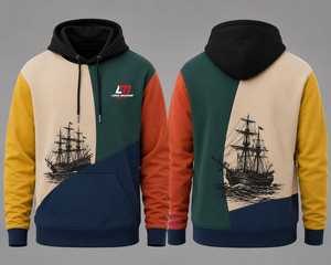 Sweat-shirt à capuche pour homme Long Mission, imprimé bateau pirate, color block, décontracté, hiver, coupe classique, polaire respirant, tricoté - Product Image 5
