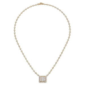 Classic 18K Gold Plated Diamond <b>Pendant</b> Necklace With <b>Emerald</b> Cut Center Geometric Design Women Wedding Jewelry - Product Image 2