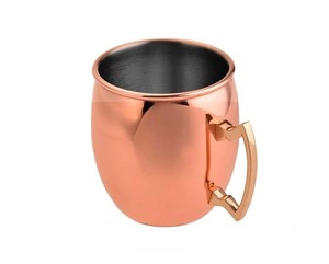 Taza de café con diseño martillado, grande, de cobre y acero, para uso en exteriores e interiores, diseño auténtico, taza duradera para bebidas, Aura Moscow - Product Image 1
