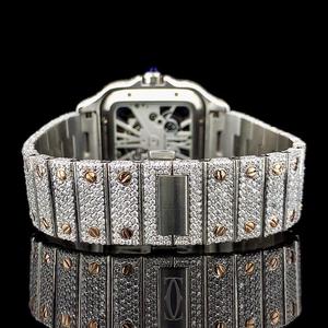 นาฬิกาโมอิสซาไนต์ผสมเพชร ดีไซน์หรูหรา แฟชั่นสุดล้ำ ประดับเพชรเต็มเรือน กลไกจักรกล สไตล์ฮิปฮอป สีขาว สำหรับผู้ชายและผู้หญิง - Product Image 4