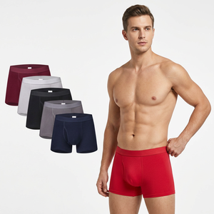 Lot de 6 boxers pour hommes, couleur unie, taille mi-haute, en coton tricoté, respirant, séchage rapide, marque personnalisée, taille adulte standard - Product Image 5