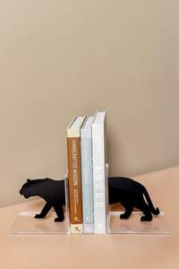 Modern Clear Acrylic Bookend Set For Heavy Bookshelves Home Office Decorative Organizer Display - Product Image 2