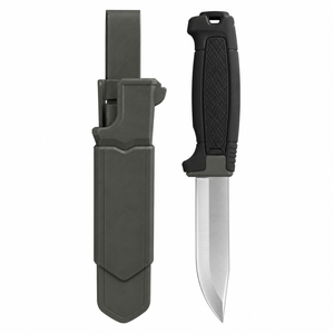 Black Handle Fixed Blade <b>Outdoor</b> Knives with Silver Blade Non Slip Textured Grip Dark Grey Protective Sheath for Camping and Hik - Product Image 2