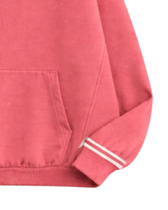 Sudadera con Capucha Rosa Coral para Hombre con Rayas en Contraste, Estilo Casual Urbano, de Algodón y Felpa, con Logotipo Personalizado, Venta al Por Mayor - Product Image 5