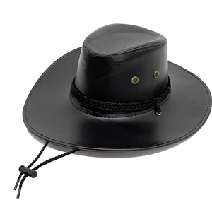 Nuevo Sombrero de Sol de Ala Ancha de Color Sólido para Hombre y Mujer, Sombrero de Vaquero Occidental Personalizado, Sombrero de Vaquero Unisex de Cuero PU - Product Image 1