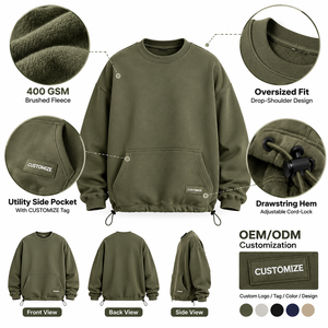 Sweat-shirt surdimensionné pour homme, style épaules tombantes, en molleton de coton, vêtements streetwear, vente en gros, service personnalisé d'usine, OEM ODM - Product Image 6