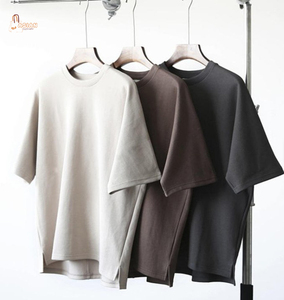 T-shirts en toile de coton surdimensionnés pour hommes, couleur unie, coupe ajustée, épaules tombantes, style streetwear, grandes tailles, décontracté, livraison rapide - Product Image 1