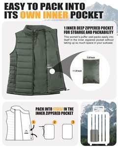 Womens Puffer Vest Casual Sleeveless Stand Collar Full Zipup Warm Outerwear With Pockets Casual Office Outerwear Travel Outfits - Product Image 6
