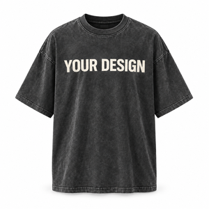เสื้อยืดแขนสั้นสีดำทรงโอเวอร์ไซส์สำหรับผู้ชาย ผ้าฝ้าย 100% ล้างสีแบบแอซิด สไตล์ลำลอง สตรีทแวร์ คอกลม ไม่มีลาย เป็นมิตรต่อสิ่งแวดล้อม - Product Image 6