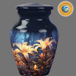 Elegant White & Silver Metal Cremation Urn Decorative <b>Keepsake</b> <b>Memorial</b> for Home or Burial - Product Image 4