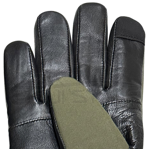 Leather Hunting <b>Gloves</b> Olive Green Black Leather Palm Touchscreen Function Daily Travel <b>Warm</b> Winter Outdoor <b>Gloves</b> - Product Image 3