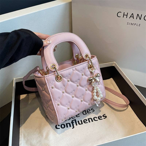 New Women's Handbags Women's High-grade Diamond Embroidery Pearl Portable Bucket Bag Single Shoulder Messenger Bag - Product Image 4