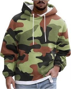 Sweat à capuche camouflage pour homme, coupe ample, imprimé, avec poche, style décontracté automne, 100% polyester French Terry - Product Image 1
