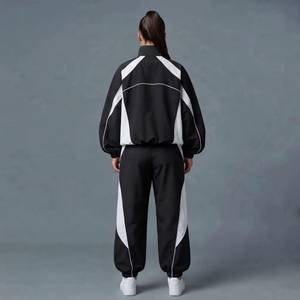 Conjunto Deportivo Personalizado de Chaqueta y Pantalones Cortavientos de Nailon con Cierre, Traje Deportivo de Dos Piezas de Poliéster para Hombre y Mujer - Product Image 2
