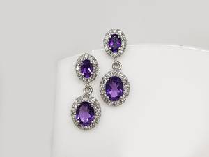 Boucles d'oreilles en améthyste, argent sterling 925, pierres précieuses naturelles, bijoux de luxe, faits à la main, cadeau élégant pour femmes, fête de mariage - Product Image 4