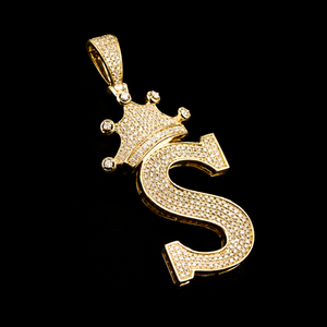 Nouvel Arrivage Pendentif de Luxe pour Homme en Moissanite Plaqué Or, Lettre S Entièrement Sertie de Diamants Brillants, Style Hip Hop Personnalisé, Prix Abordable - Product Image 4