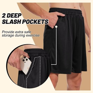 Shorts Bermuda noirs pour hommes, séchage rapide, avec poches, taille élastique, shorts de sport décontractés - Product Image 2