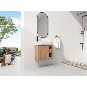Mobile Bagno Sospeso da 24 Pollici con Lavabo in Ceramica Bianca e Ante con Chiusura Ammortizzata, Imballaggio KD - Product Image 3