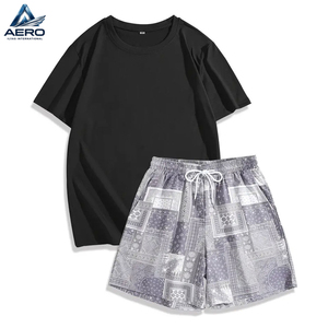 Ensemble t-shirt et short pour homme, séchage rapide, tenue d'été décontractée, col rond, pour adulte. - Product Image 1