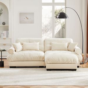 Divano Moderno Oversize a 2 Posti in Velluto con Poggiapiedi, Braccioli Imbottiti e Cuscino Lombare - Cuscini Decorativi Inclusi per Soggiorno - Product Image 2