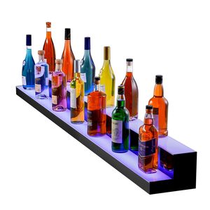 Espositore per Bottiglie di Liquori a 2 Livelli da 72 Pollici con Illuminazione LED, Scaffale Commerciale per Bar Domestico, Espositore Illuminato per Whisky e Vini - Product Image 4