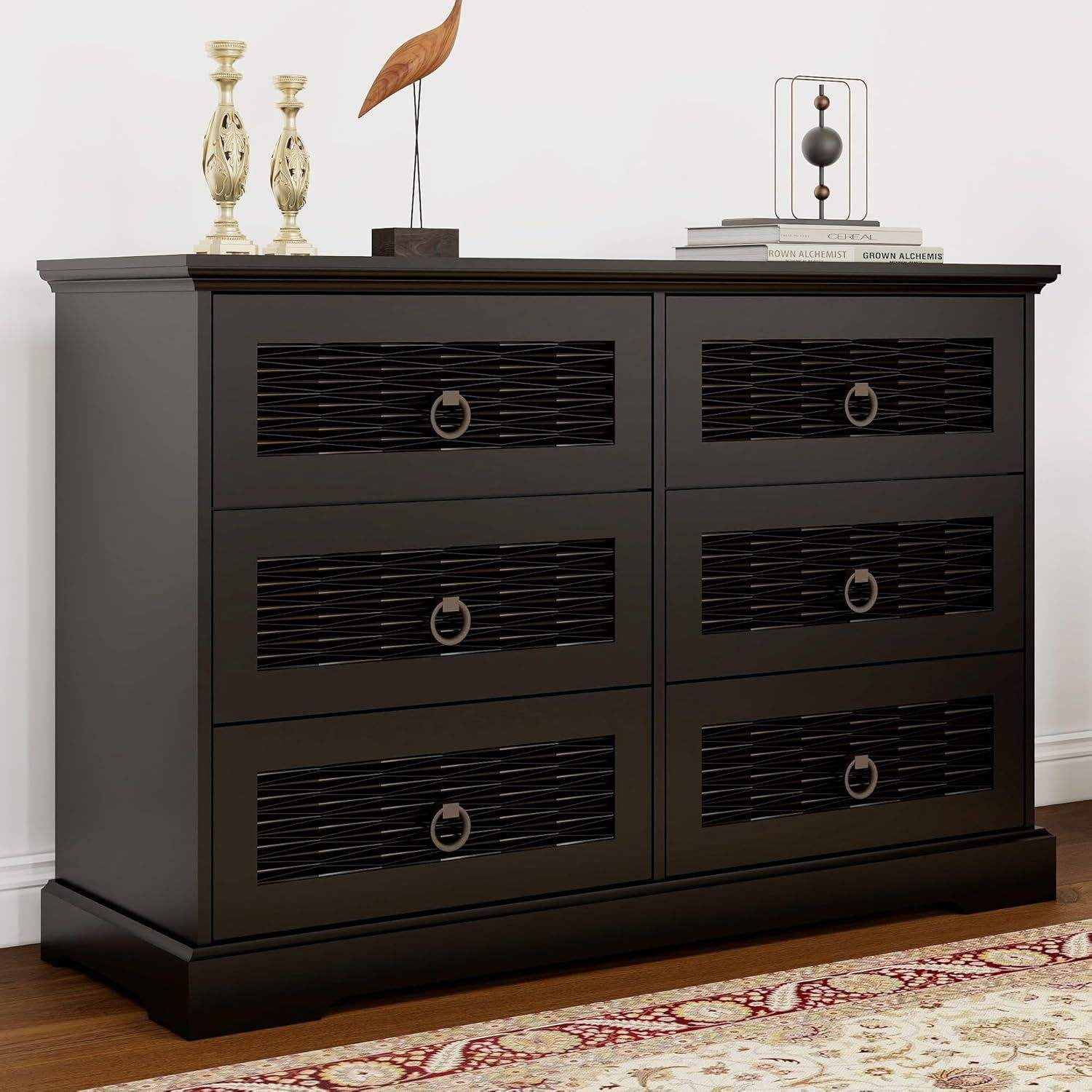 Black 6 Drawers Color