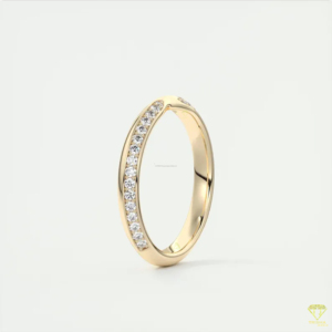 Elegante anillo de boda curvo con diamante cultivado en laboratorio en oro macizo, minimalista y apilable para mujer. - Product Image 2