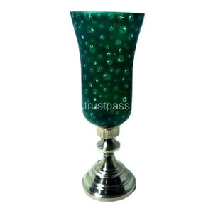 Aluminum <b>Candle</b> Holder With Dark <b>Green</b> Printing Glass - Product Image 1