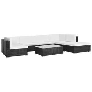 ชุดโซฟาสนามสีดำ 8 ตัว พร้อมชุดเบาะรองนั่งสีครีม - Product Image 1