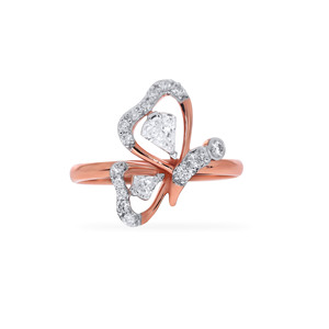 Bague Papillon Diamantée Magnifique, Bague de Valeur Éternelle, Diamant au lever du soleil sur une couronne de bronze, Couronne de Légende et de Lumière - Product Image 4
