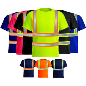 T-shirt de sécurité haute visibilité bleu marine avec bandes réfléchissantes, logo personnalisé, classe 2, utilisation jour et nuit - Product Image 1