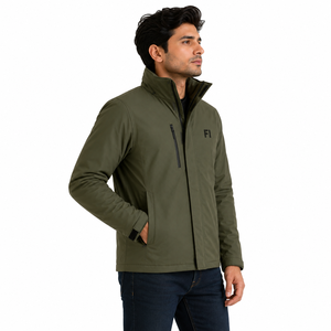 เสื้อแจ็คเก็ตผู้ชายแบบลำลองสำหรับกิจกรรมกลางแจ้ง ผ้า softshell กันน้ำ น้ำหนักเบา เหมาะสำหรับฤดูหนาว คอสูง ซิปยาวเต็มตัว รับผลิตแบบ OEM ขายส่ง - Product Image 2