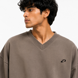 Ensemble de survêtement ample pour homme 2 pièces, vente en gros, sweat-shirt oversize à col en V, pantalon large en molleton de coton, épaules tombantes, logo personnalisé - Product Image 3