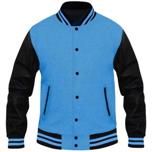 Chaqueta Varsity de Lana para Hombre, Personalizada, al por Mayor, con Mangas de Cuero Genuino, Chaqueta Bomber Cálida de Invierno, Ropa Exterior Universitaria de Béisbol WVJ-0061B - Product Image 2