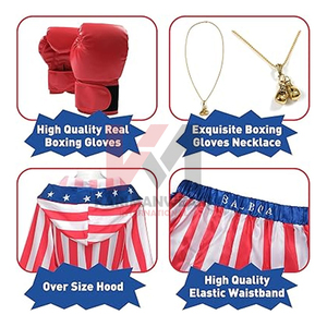 Disfraz de Boxeo con Bandera Americana de Satén para Adultos, Bata, Guantes, Pantalones Cortos, Atuendo Patriótico para Halloween - Product Image 5