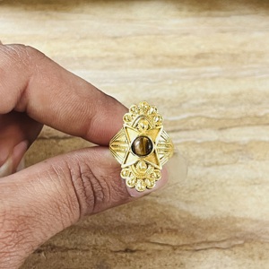 Latest Design Boho Star Tiger Eye <b>Ring</b> Tribal Brass Jewelry For Women 18K Gold Plated Celestial <b>Chunky</b> Statement Wholesale <b>Ring</b> - Product Image 6