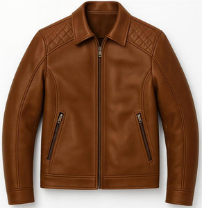 Chaqueta de Cuero Genuino Nueva para Hombre, Chaqueta de Invierno con Cuello Alto, Abrigo de Cuero Real, Talla Grande, a la Moda - Product Image 2