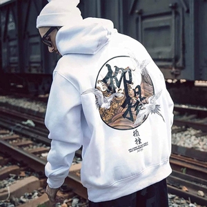 MEN in French Terry Men Distressed and Rhinestones Heavy Weight <b>Thick</b> <b>Fleece</b> Cotton Oversized Hoodie - Product Image 4