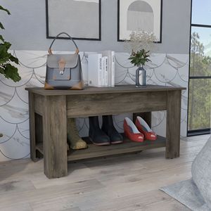 Austin <b>Extendable</b> <b>Table</b> Shelf with Four <b>Legs</b> Dark Brown Lower Shelf-for Shoe Rack Organization - Product Image 1