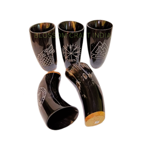 Handmade Viking Animal Style Buffalo Horn Cup <b>Best</b> Price Resale Polished Engraved Ox Drinking Horn Cup <b>Natural</b> Decorative - Product Image 4